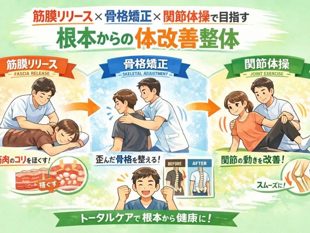 筋膜リリース×骨格矯正×関節体操で目指す、根本改善